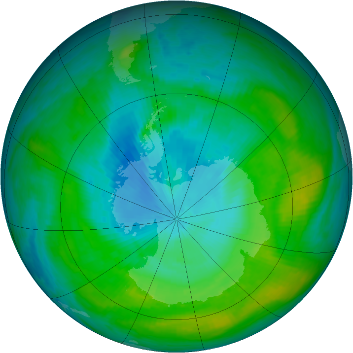 Antarctic ozone map for 02 February 1982